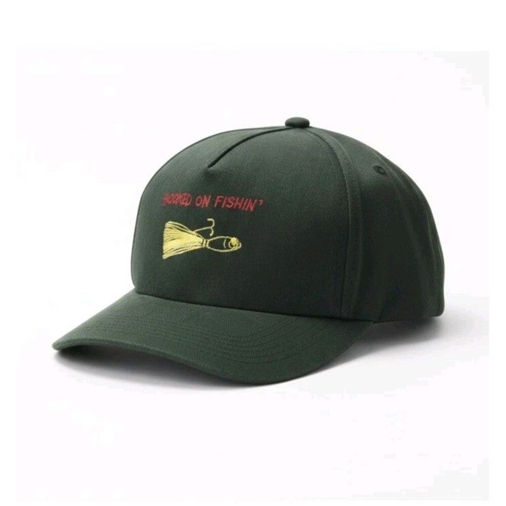 Vintage "Hooked On Fishin'" Hat Cap Paris Accessories Inc. Green Snapback Fishin